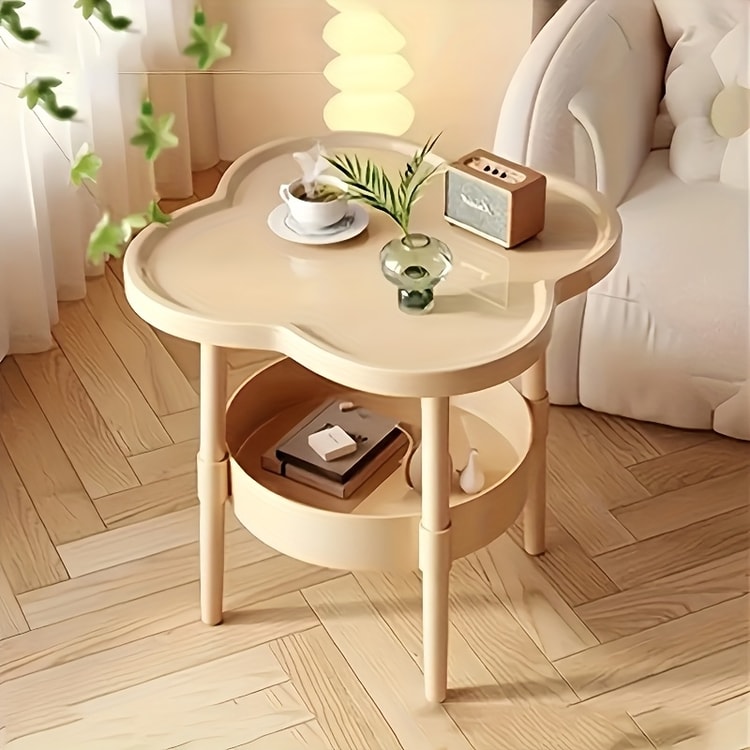 Modern Round Side Table with Storage Shelf – Lightweight Space-Saving Accent Table