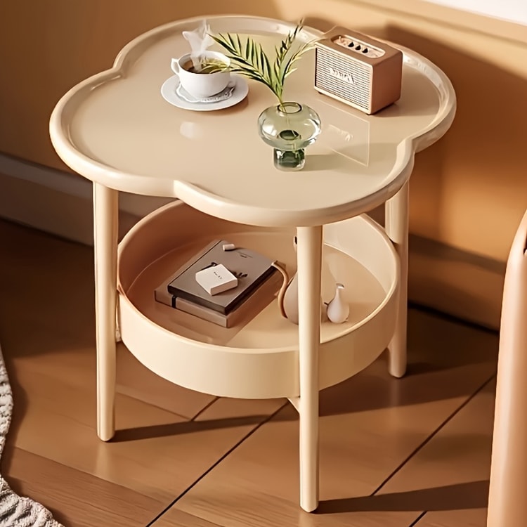 Modern Round Side Table with Storage Shelf – Lightweight Space-Saving Accent Table