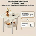 Modern Round Side Table with Storage Shelf – Lightweight Space-Saving Accent Table