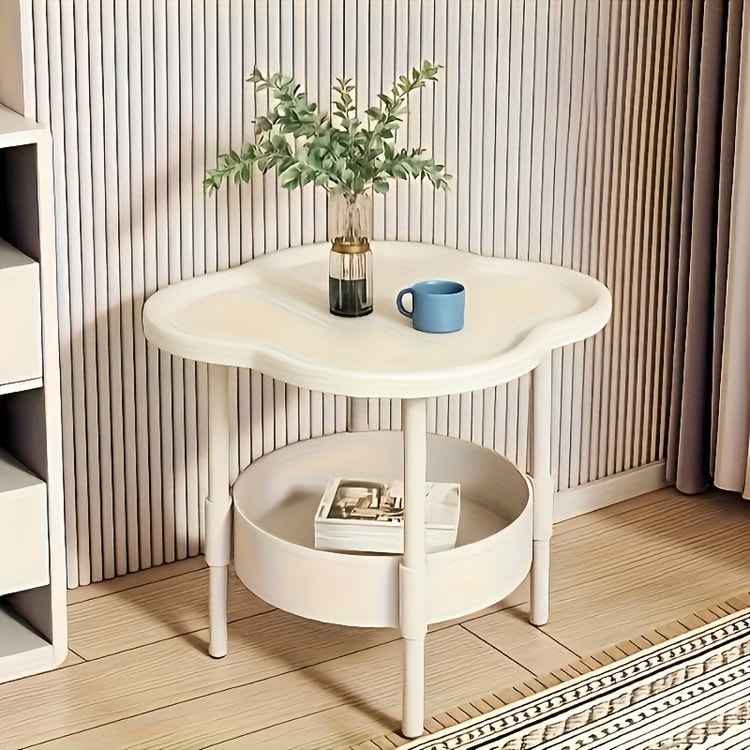 Modern Round Side Table with Storage Shelf – Lightweight Space-Saving Accent Table