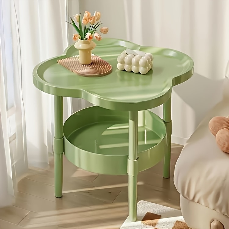 Modern Round Side Table with Storage Shelf – Lightweight Space-Saving Accent Table