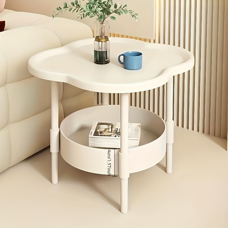 Modern Round Side Table with Storage Shelf – Lightweight Space-Saving Accent Table