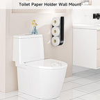 Wall-Mounted Toilet Paper Holder with Towel Rack & Hooks – Space-Saving Metal Organizer