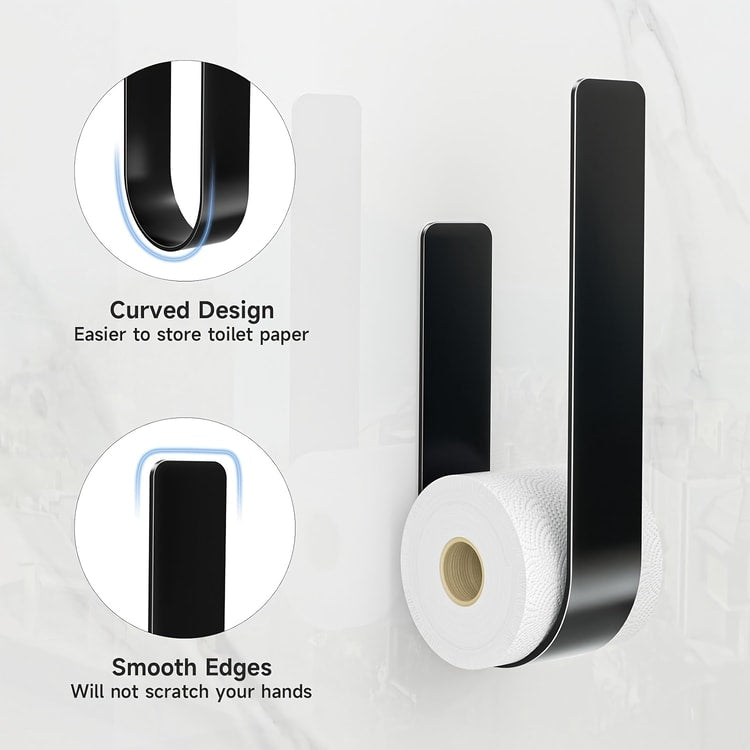 Wall-Mounted Toilet Paper Holder with Towel Rack & Hooks – Space-Saving Metal Organizer