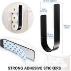 Wall-Mounted Toilet Paper Holder with Towel Rack & Hooks – Space-Saving Metal Organizer