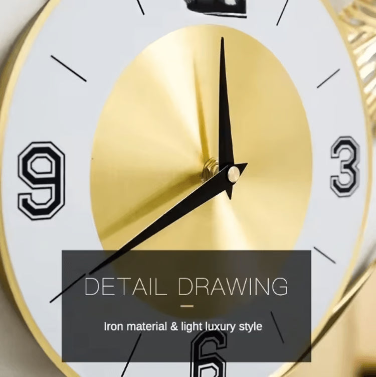 Ginkgo Biloba Metal Wall Clock – Large Silent Decorative Art for Living Room & Modern Home