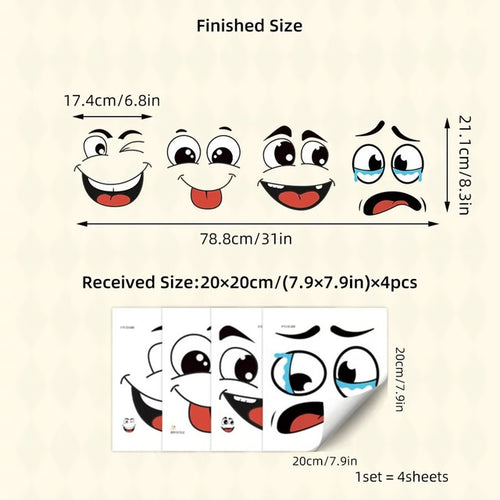 Cartoon Face Sticker Set for Fun Home and Bathroom Decoration