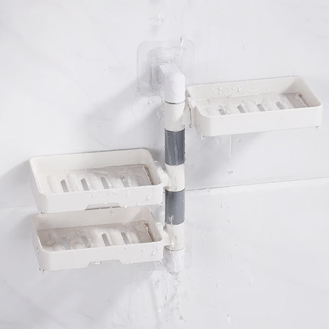 Rotatable Soap Holder Self Adhesive Kitchen Sink Organizer with Drainage Rack