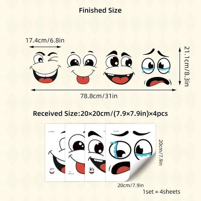 Cartoon Face Sticker Set for Fun Home and Bathroom Decoration