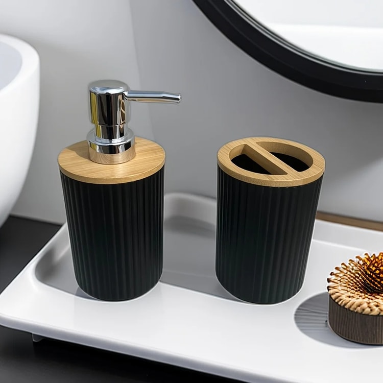 4-Piece Bathroom Accessories Set – Soap Dispenser, Toothbrush Holder, Cup & Soap Dish