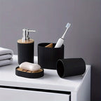 4-Piece Bathroom Accessories Set – Soap Dispenser, Toothbrush Holder, Cup & Soap Dish