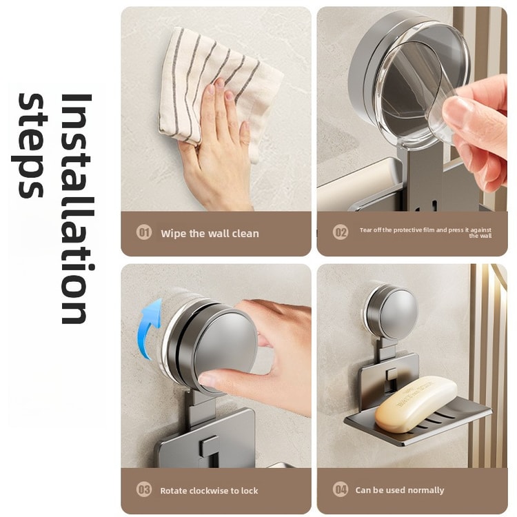 Bathroom Suction Cup Soap Holder – No-Drill Wall-Mounted Soap Storage Rack