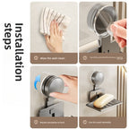Bathroom Suction Cup Soap Holder – No-Drill Wall-Mounted Soap Storage Rack